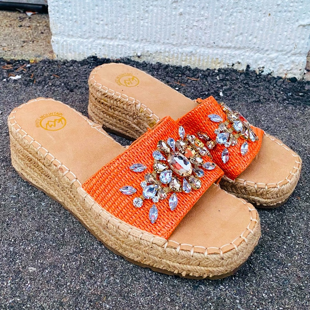 White Mountain Stitched Heeled Open Toed Sandals
